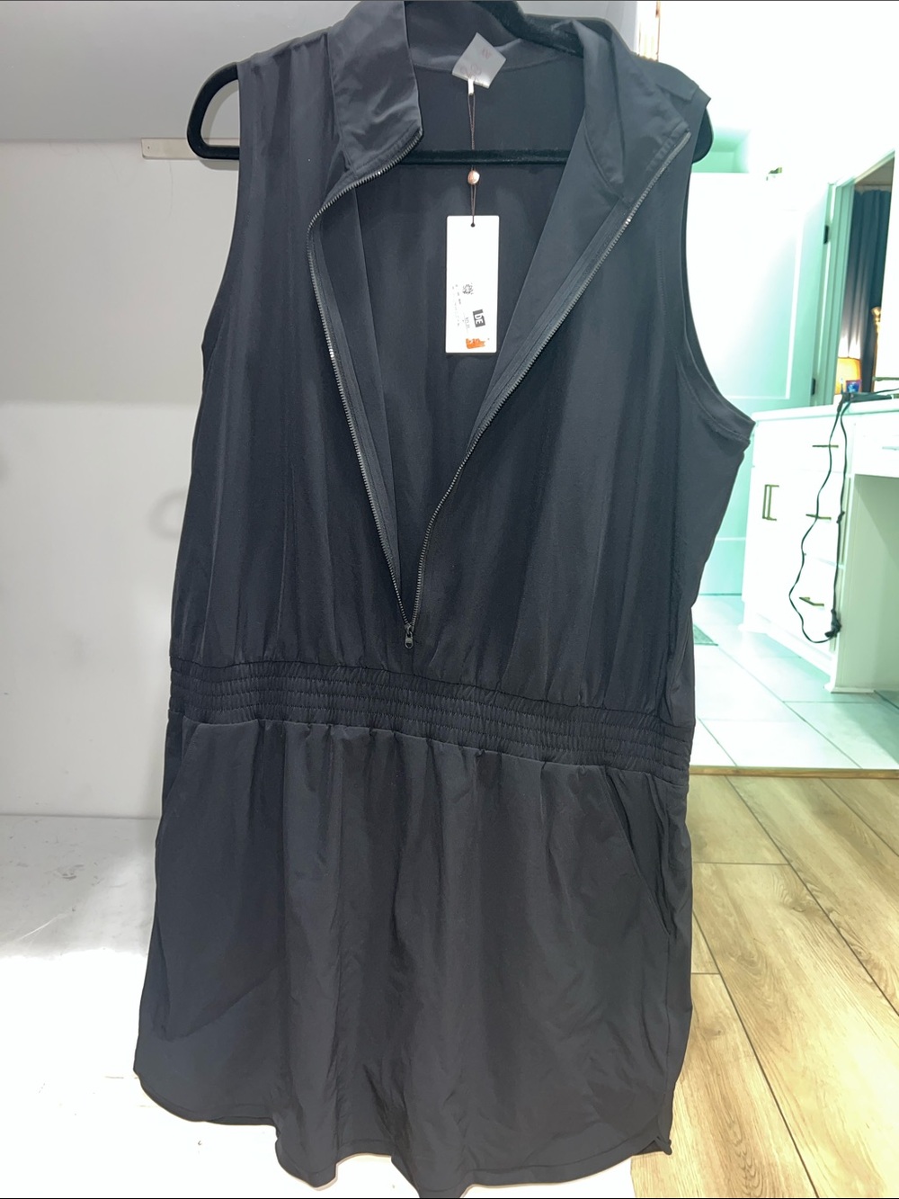 Sleeveless Black Zip Front Collared XXL Golf Dress